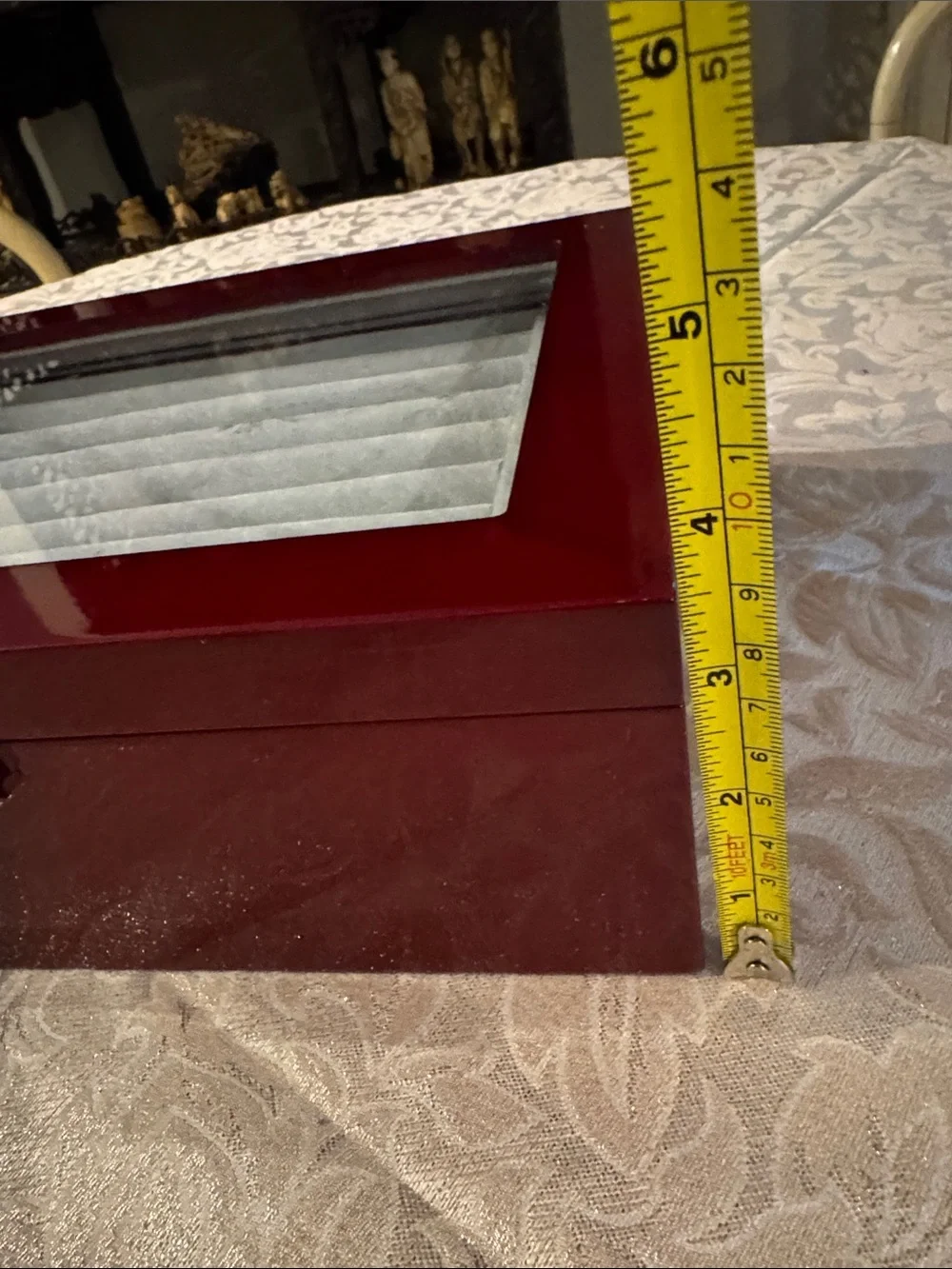 Double Layer Glass-Top Mahogany Cufflink and Ring Felt Bottom Jewelry Box